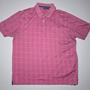 Daniel Cremieux Mens Pink White Blue Checkered Polo Size XL